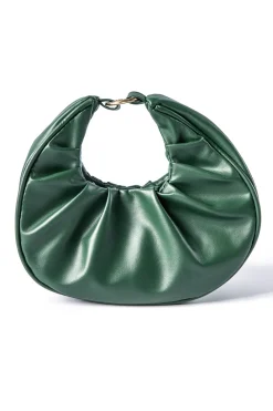Faux Leather Ruched Tote Bag