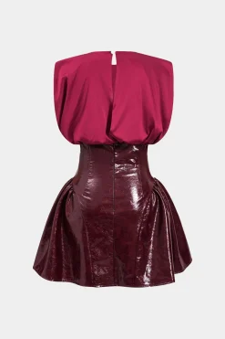 Faux Leather Satin Sleeveless Mini Dress