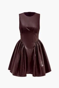 Faux Leather Sleeveless Mini Dress