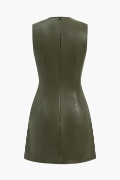 Faux Leather Sleeveless Mini Dress
