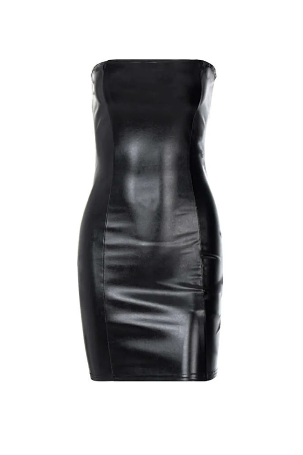 Faux Leather Strapless Mini Dress