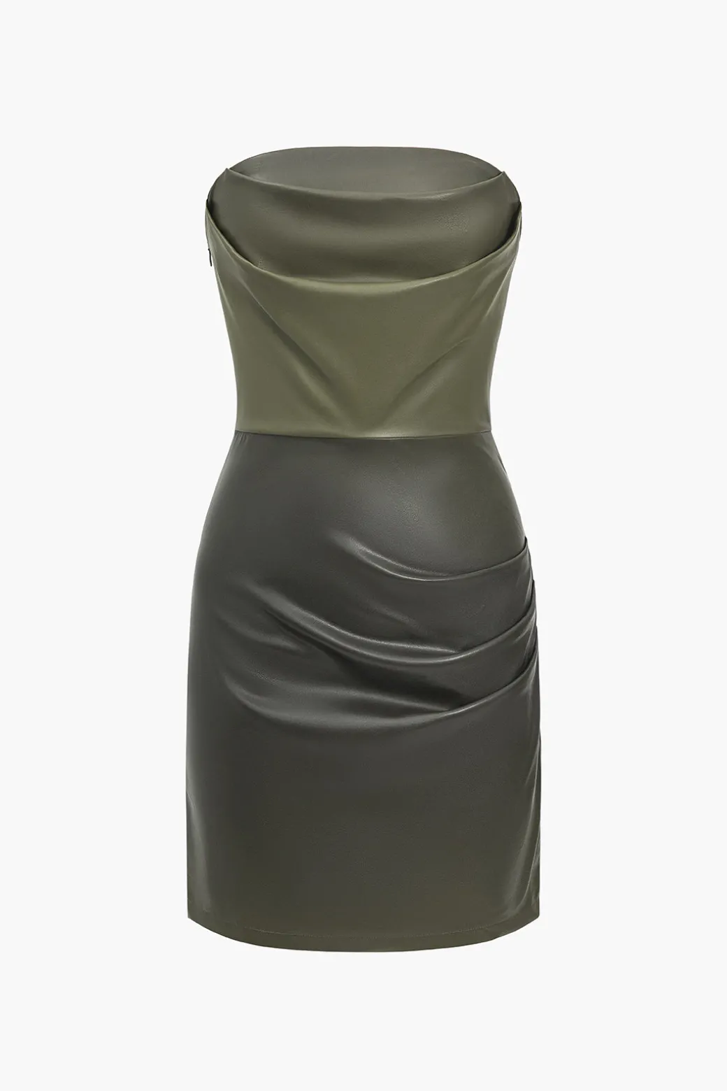 Faux Leather Strapless Mini Dress