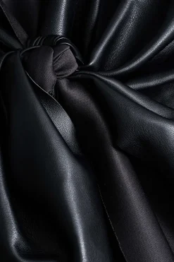 Faux Leather Tie Front Asymmetrical Skirt
