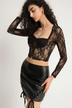 Faux Leather Tie Side Mini Skirt
