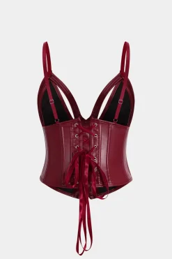 Faux Leather Tie-Up Ribbon Shapewear