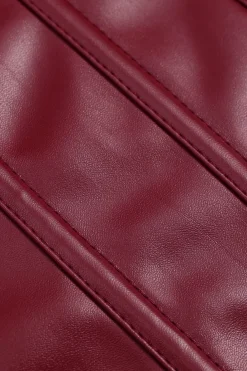 Faux Leather Tie-Up Ribbon Shapewear