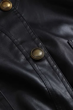 Faux Leather Vest With Pocket And Button