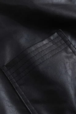 Faux Leather Vest With Pocket And Button