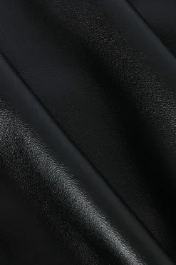 Faux Leather Wrap Ruched Midi Skirt