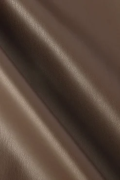 Faux Leather Wrap Ruched Midi Skirt