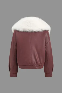 Faux Leather Zipper Jacket