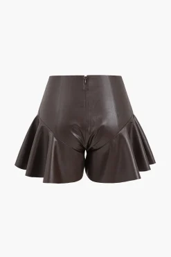 Faux Leather Zipper Skort