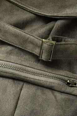 Faux Suede Multi Pocket Straight Leg Cargo Pants