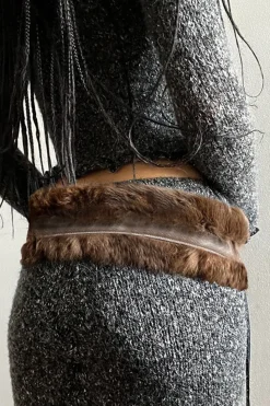Feather Leather Patchwork Waist Corset