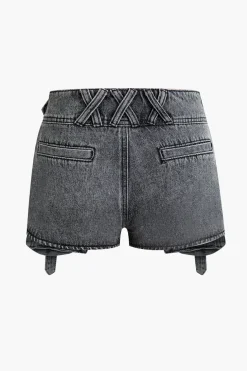 Flap Pocket Cargo Denim Shorts