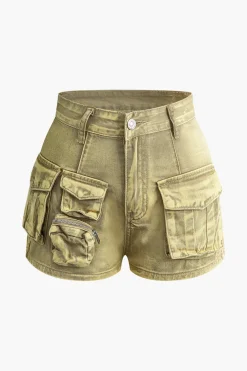 Flap Pocket Denim Shorts