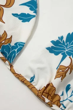 Floral Bra Top And Pocket Shorts And Shirt 3PC Set