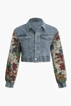 Floral Denim Patchwork Outerwear