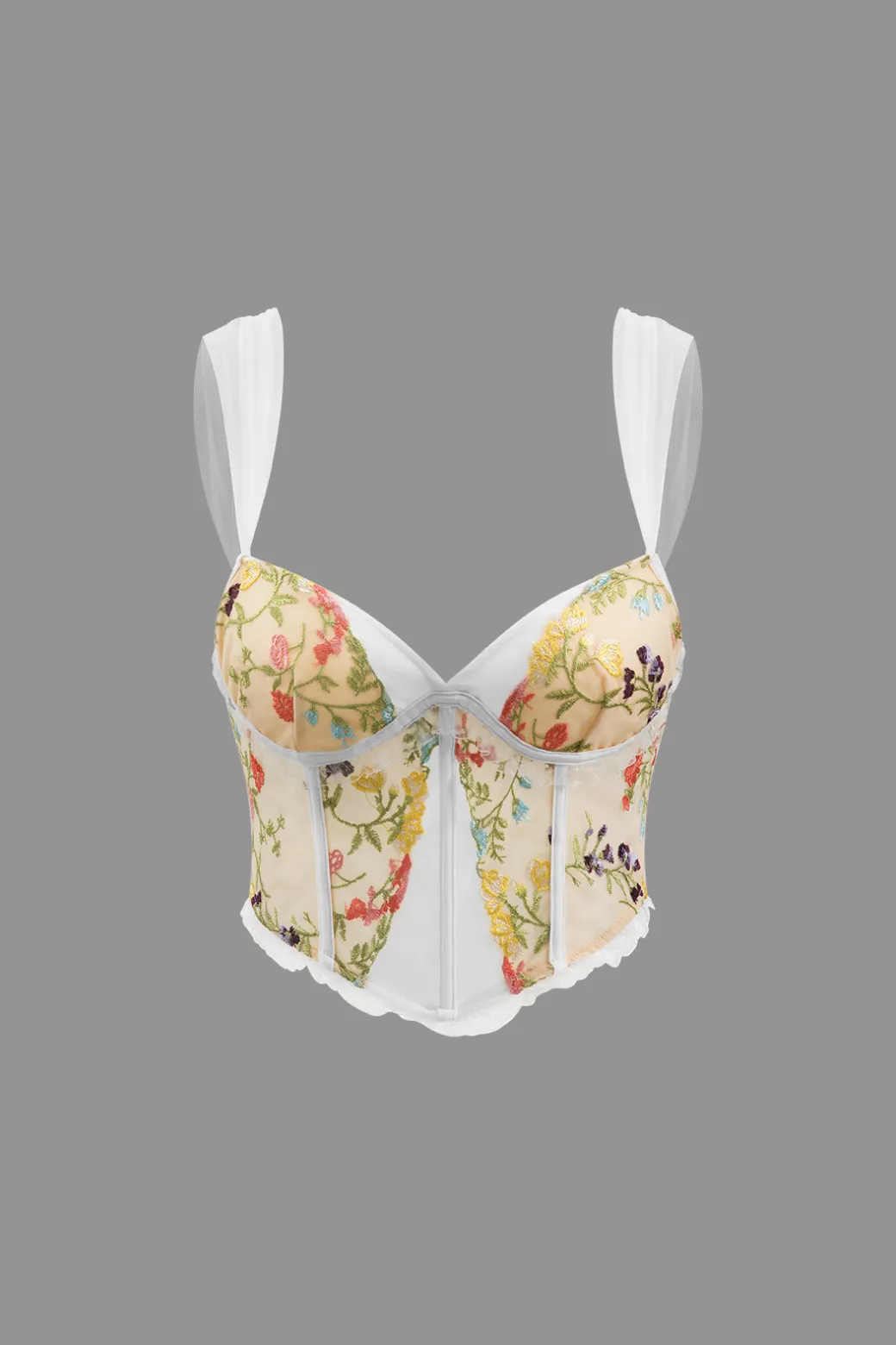 Floral Embroidered Corset Cami Top