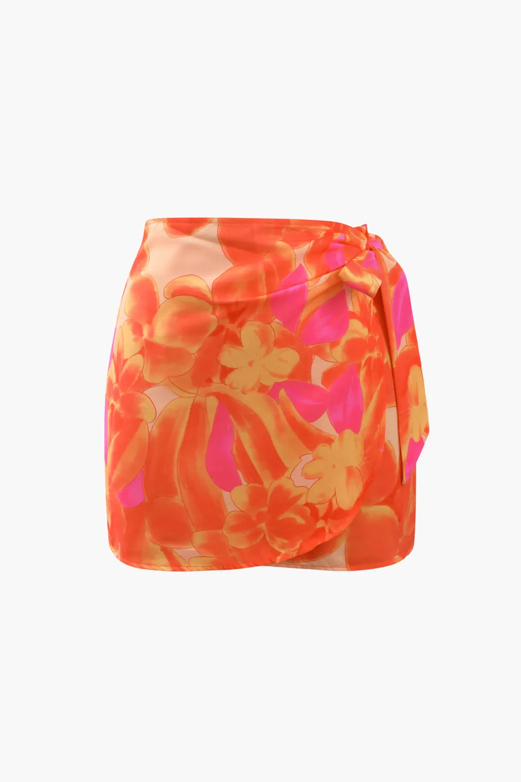 Floral Knot Side Wrap Mini Skirt