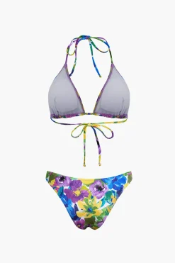 Floral Print Bikini Set With Matching Skirt Cover Up And Headscarf