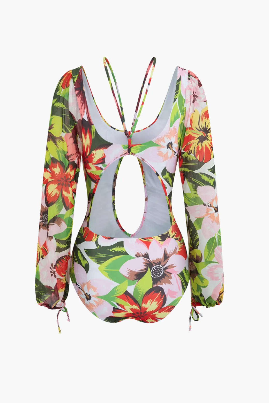 Floral Print Cut Out Tummy Control One-Piece Swimsuit