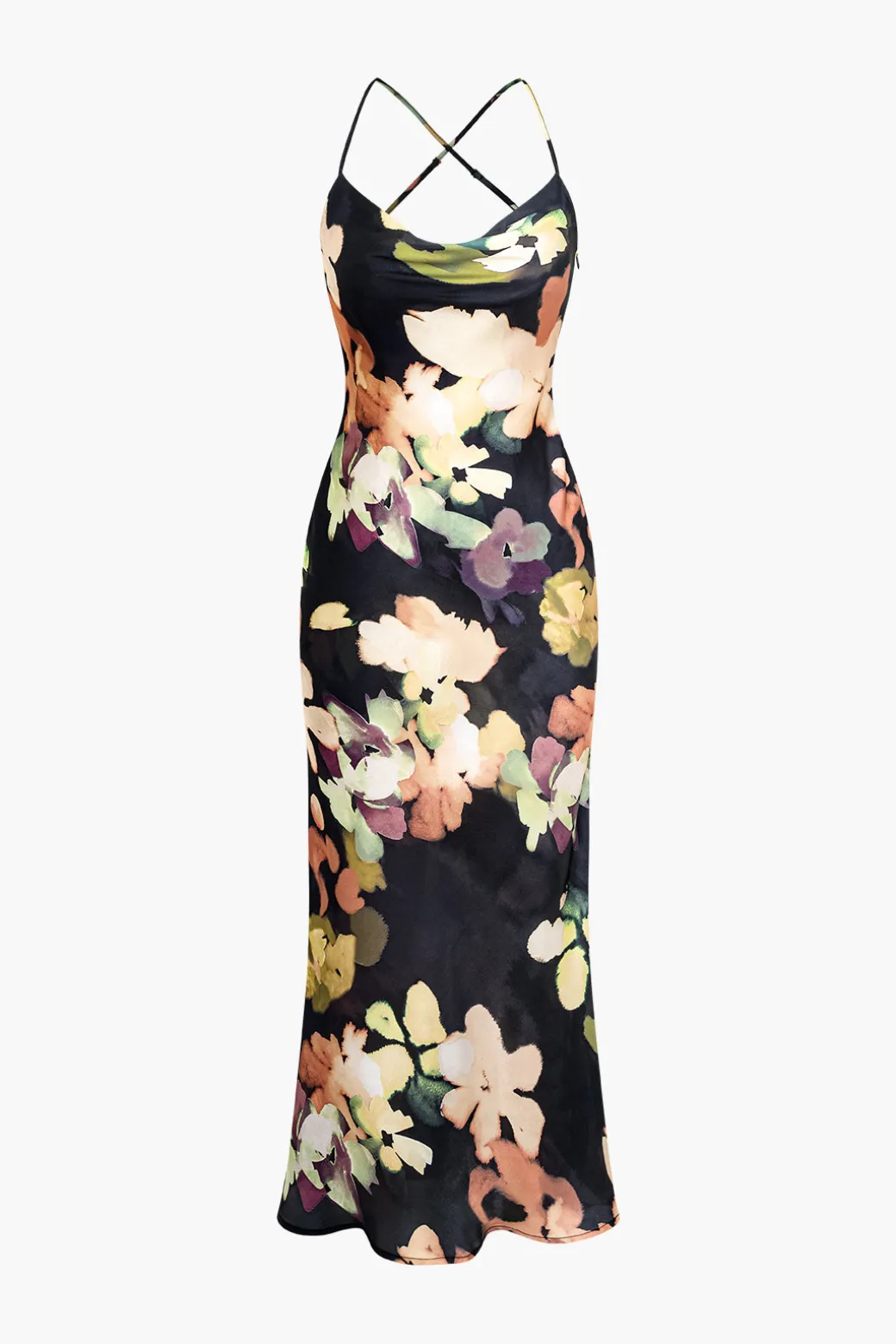 Floral Print Halter Midi Dress