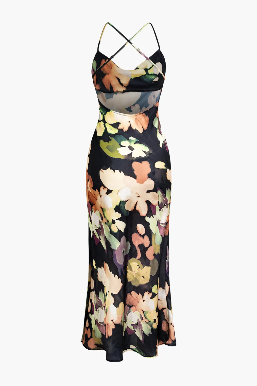 Floral Print Halter Midi Dress