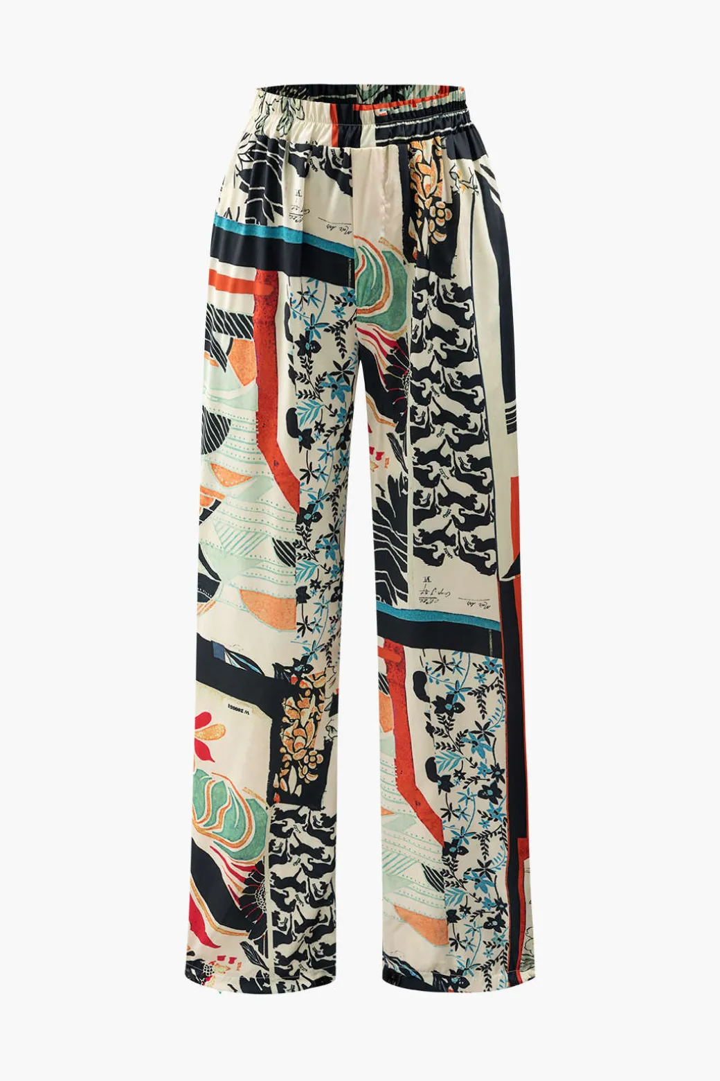 Floral Print High Waisted Straight Leg Pants