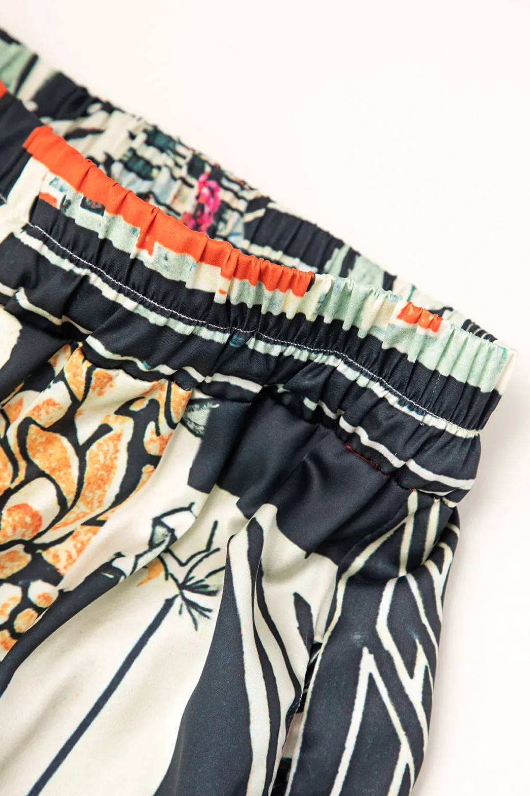 Floral Print High Waisted Straight Leg Pants