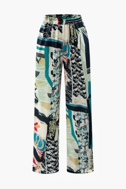 Floral Print High Waisted Straight Leg Pants