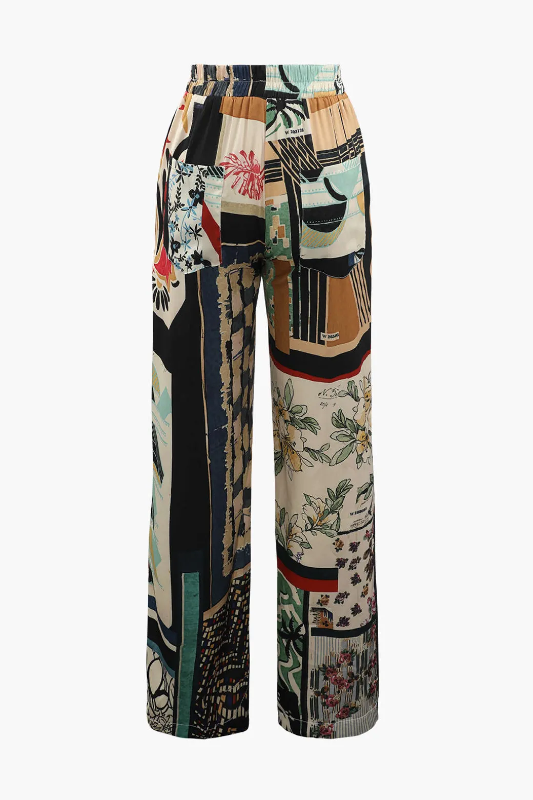 Floral Print High Waisted Straight Leg Pants