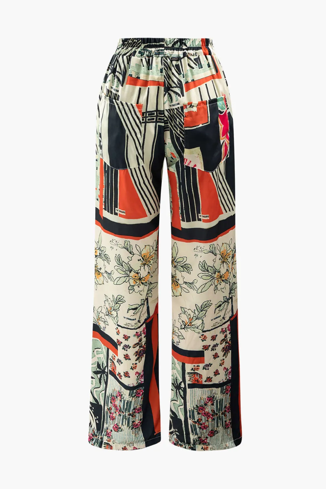 Floral Print High Waisted Straight Leg Pants