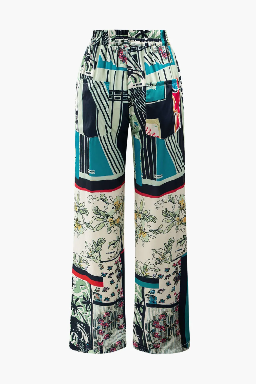 Floral Print High Waisted Straight Leg Pants