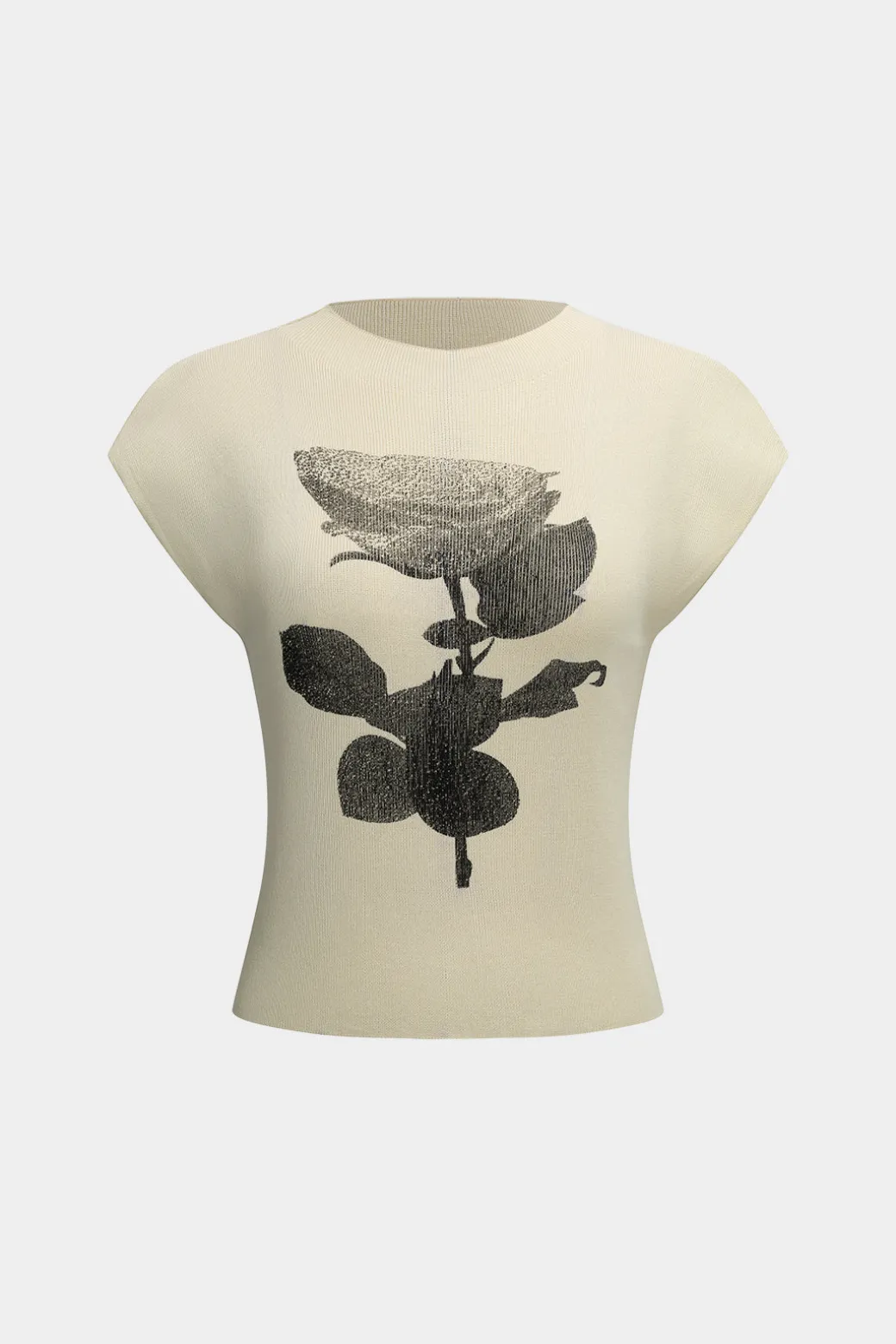 Floral Print Round Neck Short Sleeve T-Shirt