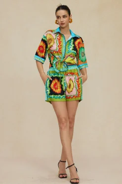 Floral Print Shirt And Shorts Set