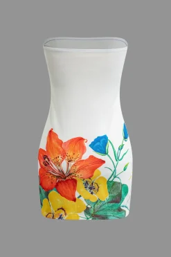 Floral Print Strapless Mini Dress