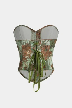 Floral Print Strapless Tie Back Tube Top
