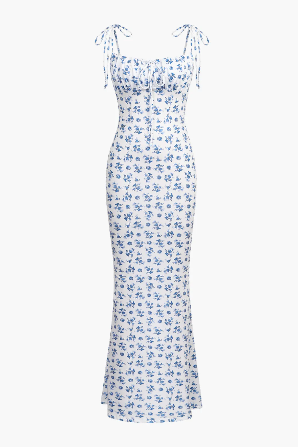 Floral Print Tie Strap Maxi Dress