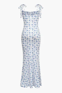 Floral Print Tie Strap Maxi Dress