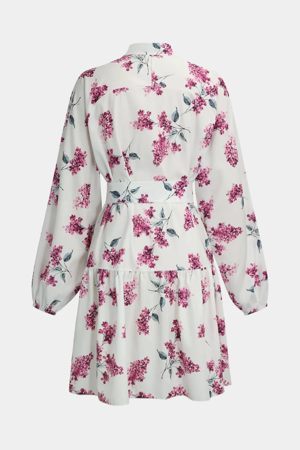 Floral Print Tie-Up Long Sleeve Mini Dress