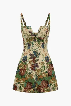 Floral Print V-neck Mini Dress