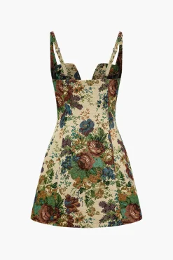Floral Print V-neck Mini Dress