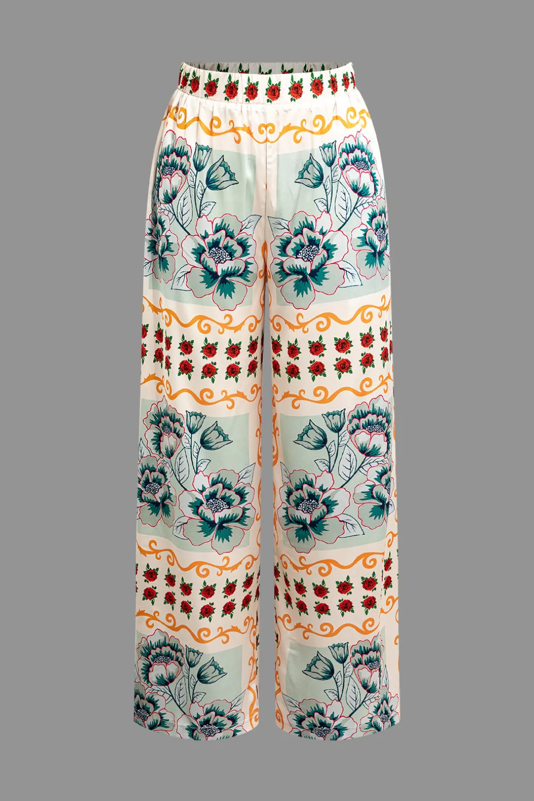 Floral Print Wide Leg Pants