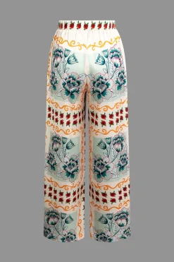 Floral Print Wide Leg Pants