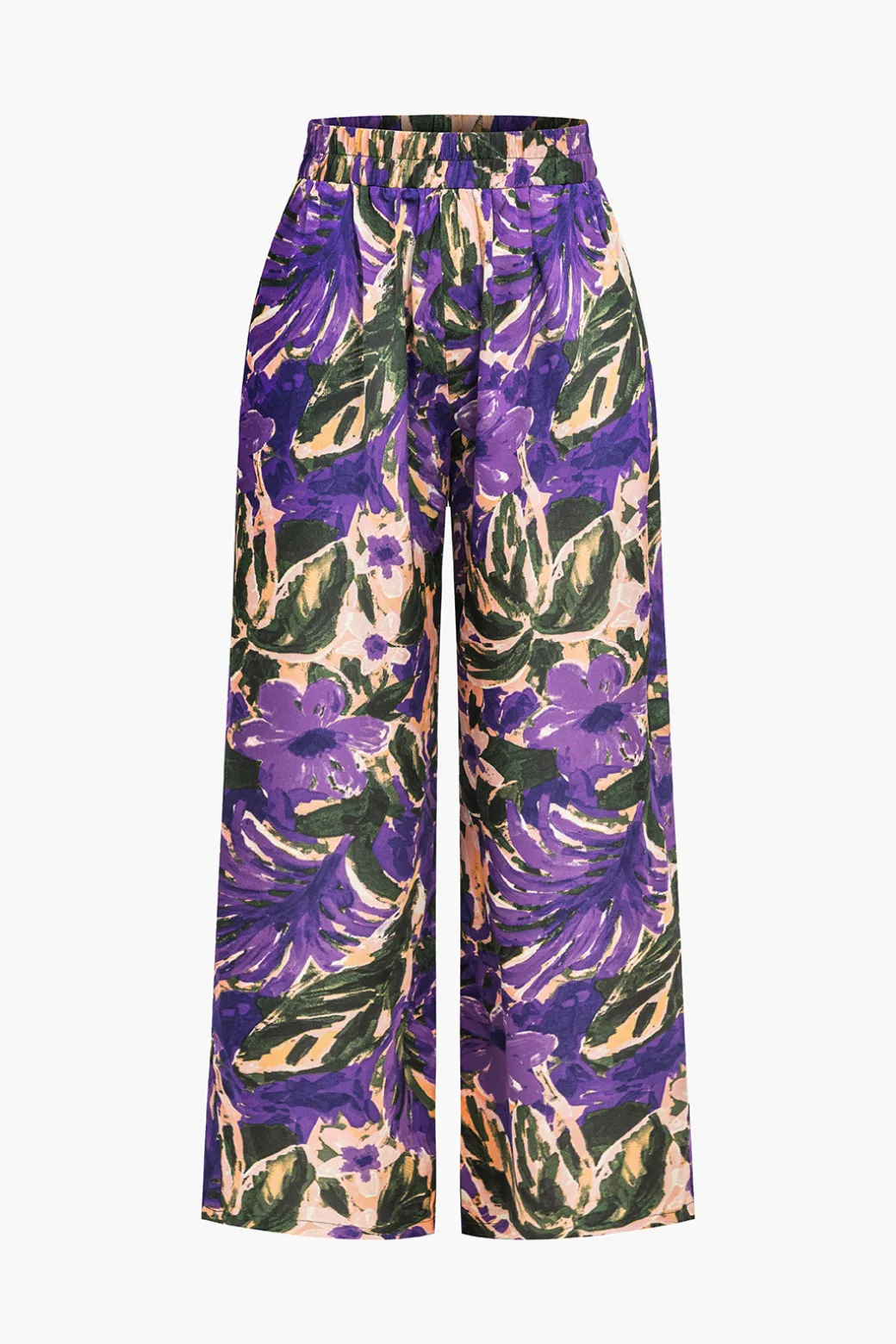 Floral Print Wide-Leg Pants