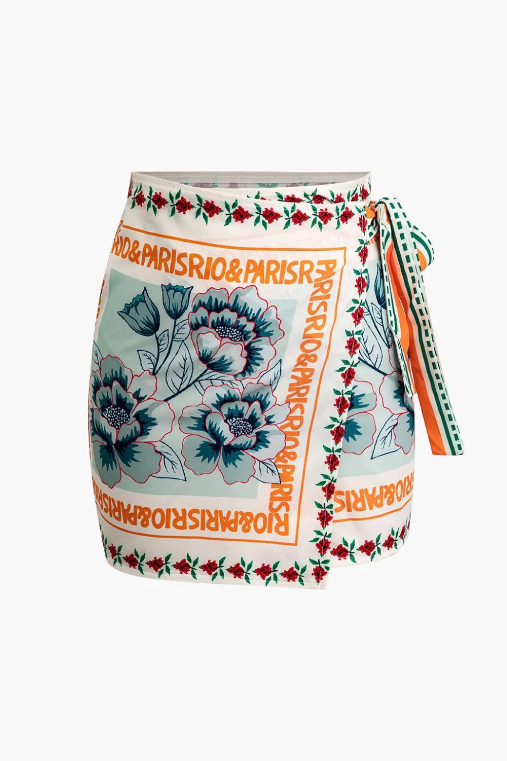Floral Print Wrap Knot Mini Skirt