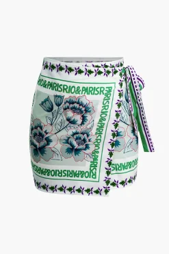 Floral Print Wrap Knot Mini Skirt