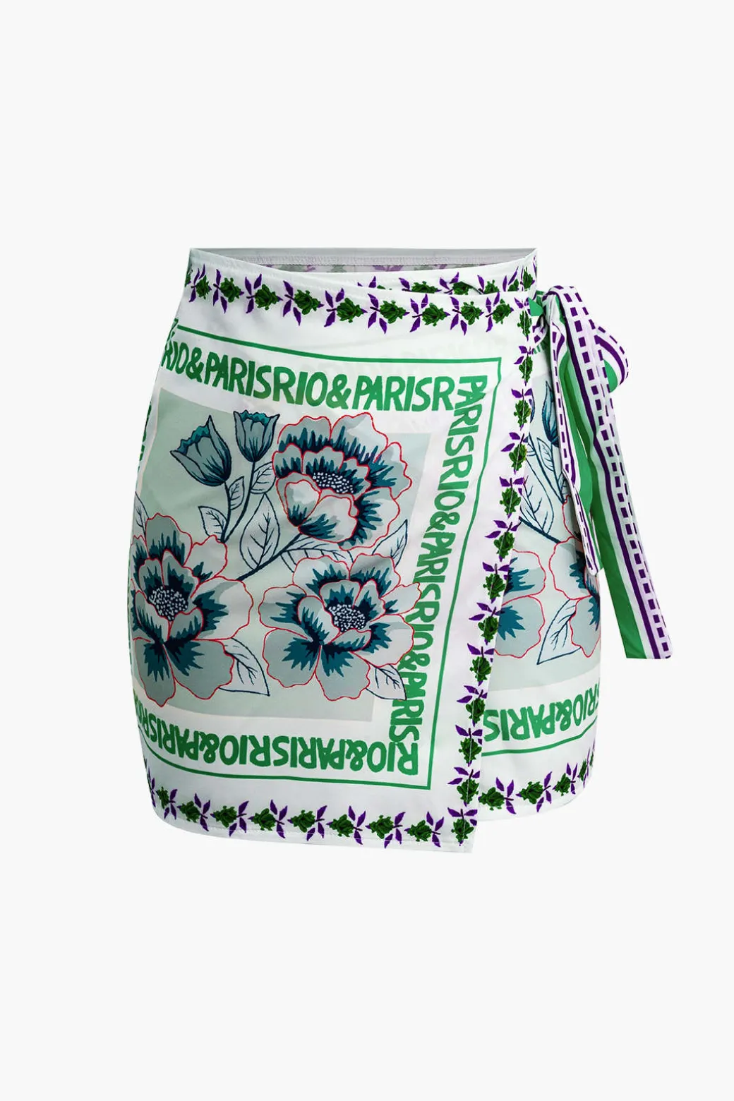 Floral Print Wrap Knot Mini Skirt