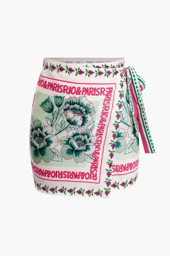 Floral Print Wrap Knot Mini Skirt
